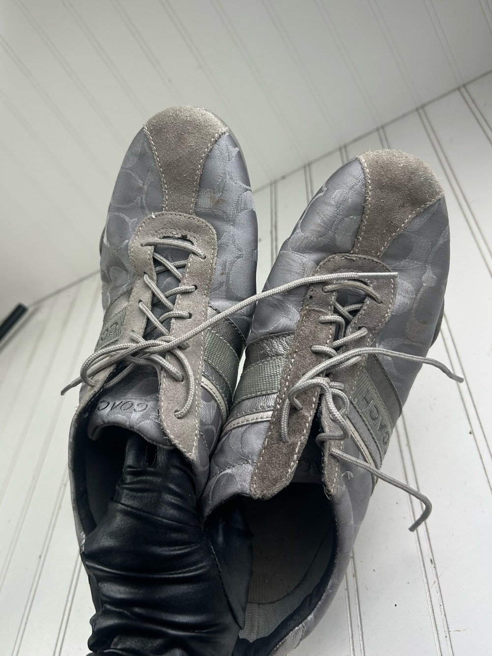 Coach Jayme Monogram Signature Logo Sneakers Grey Silver Women’s Size 11M - Picture 4 of 13